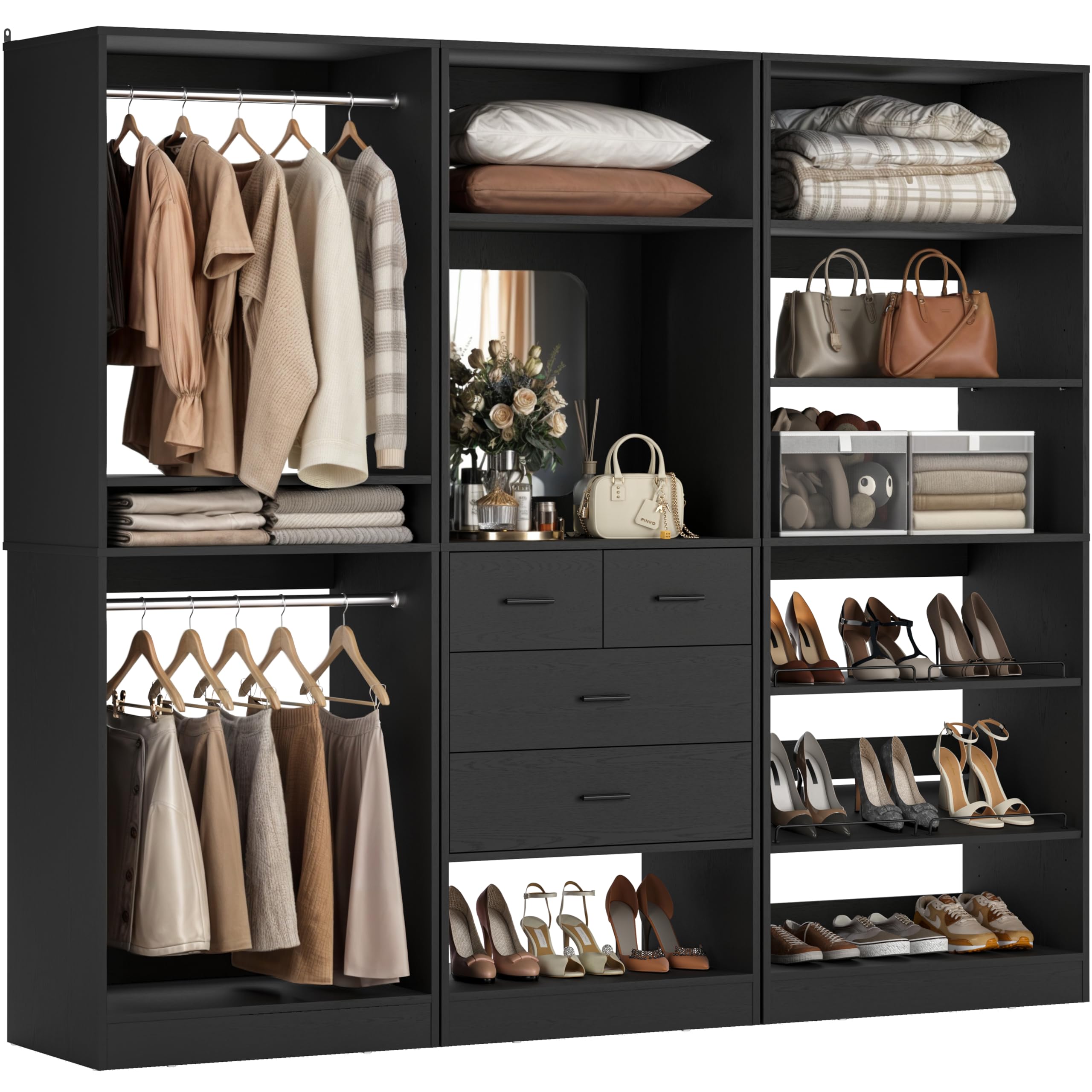 Amazon.com: Unikito 75” Closet System with Drawers, 6.2FT Wood