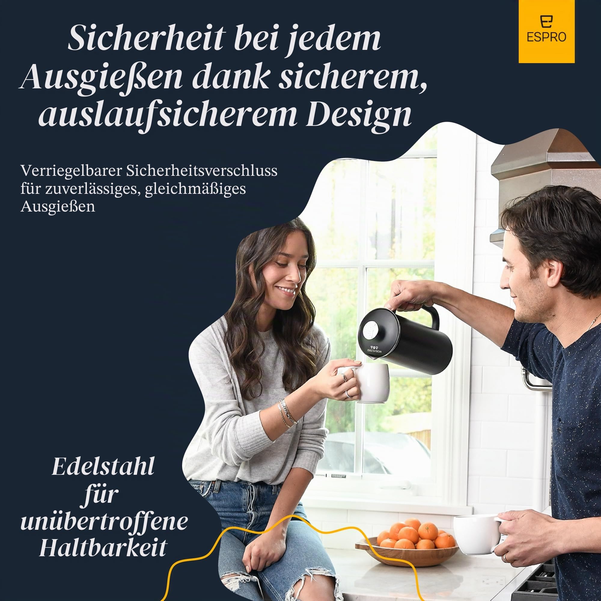 ESPRO P7 French Press Kaffeebereiter – Doppelwandig isoliert aus Edelstahl mit Mikrofilter, 530 ml, Mattschwarz
