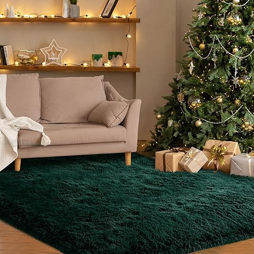 Vista 123 de Alfombras para dormitorio de niñas sala de estar: alfombra de área peluda de 5 x 7 para sala de juegos de niños, alfombra peluda de felpa pastel