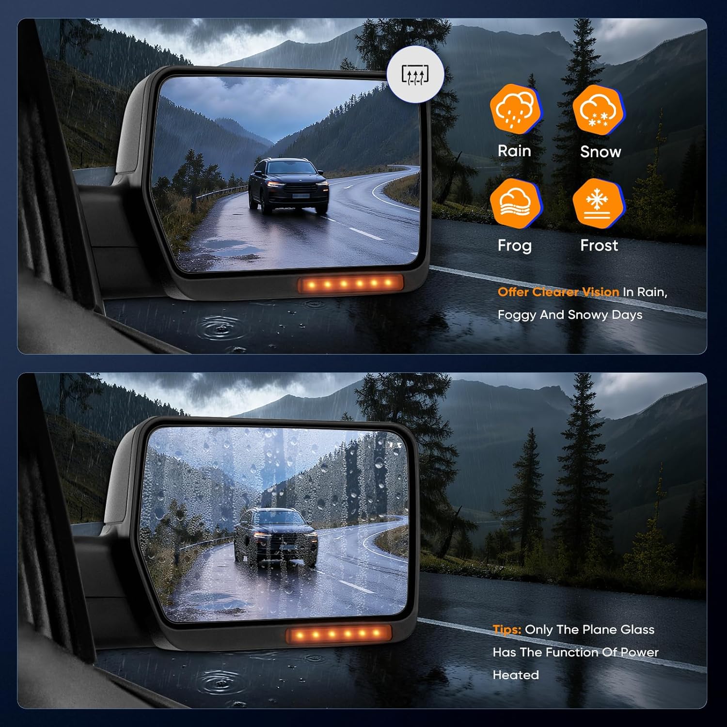 ECCPP Towing Mirror For 2004-2006 For Ford For F-150 Truck Right Passenger Side Power Control Heated Turn Signal Light Tow Mirror Black Textured