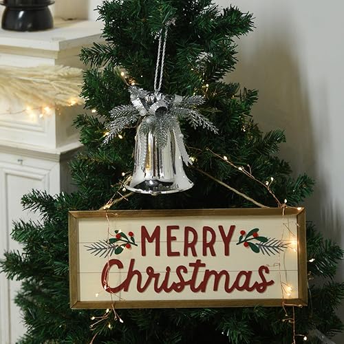 Miniatura 8 de Campanas de Navidad decorativas de metal, campanas de Navidad 2023 para decoración con cuerda, campanas plateadas, adornos de Navidad, ideales para