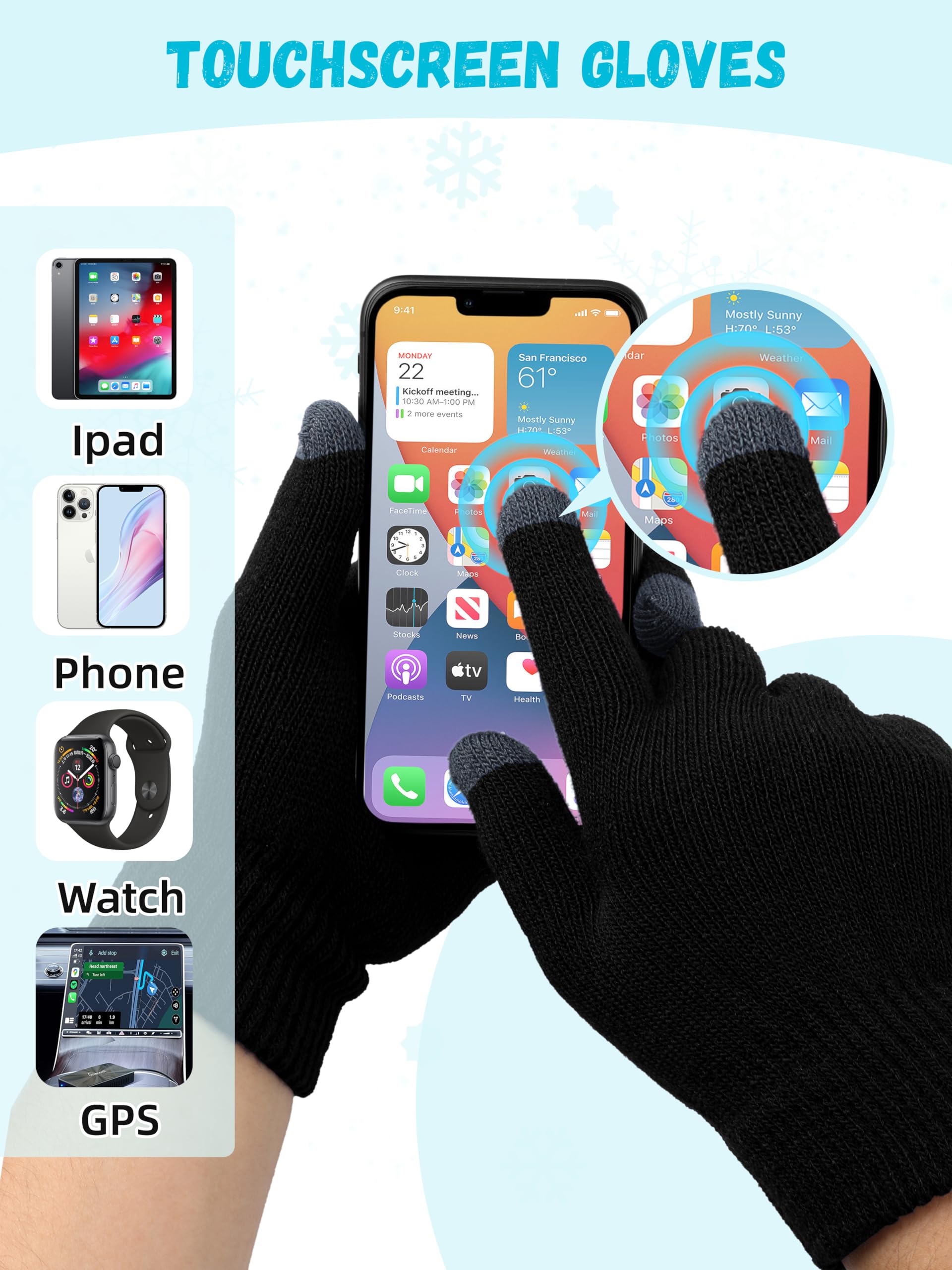 Glooarm Lot de 12 paires de gants d'hiver avec doigts tactiles pour homme et femme - Gants magiques d'hiver en tricot en vrac