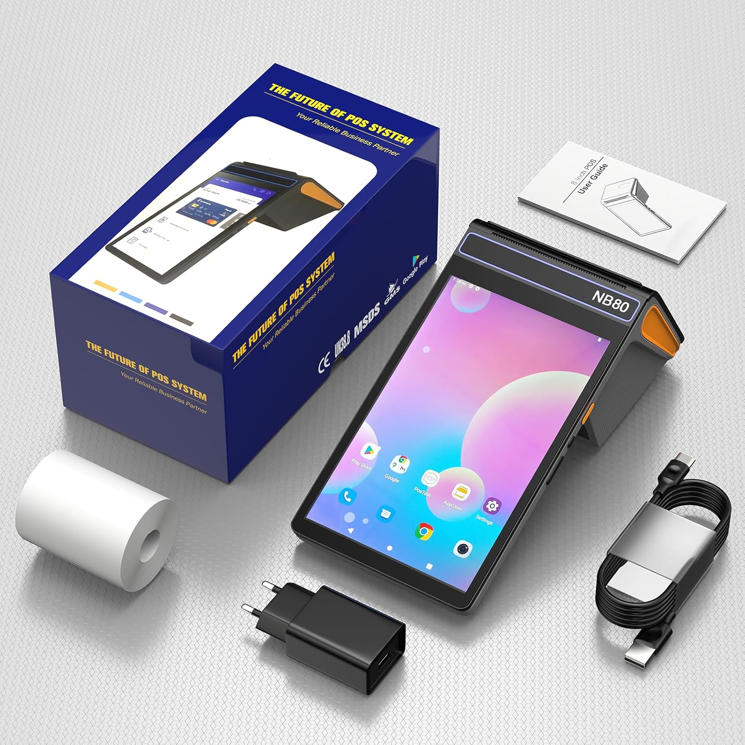 Alacrity NB80 POS Terminal and accessories in packaging