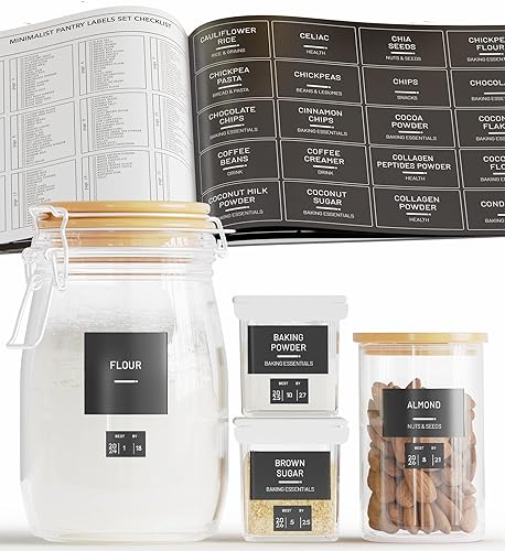 Neatsure 284 etiquetas de despensa con 112 etiquetas de fecha de caducidad para contenedores de alimentos, folleto de calcomanías preimpresas para