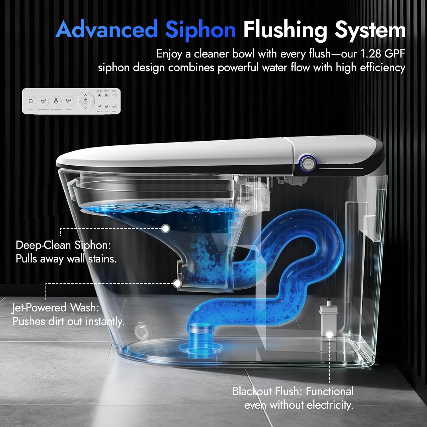 Elongated Smart Toilet with Bidet, Tankless Toilet with Auto Powerful Flush,Auto Open/Close, One Piece Toilet with Heated Seat, Warm Wash & Dryer, Built-in Aroma System,Japanese Toilets