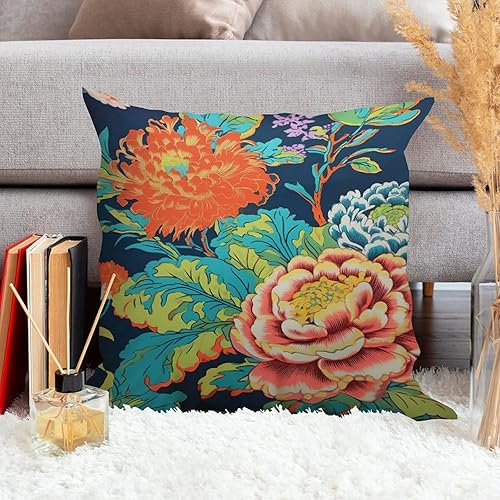 Vista 48 de ArogGeld Chinoiserie - Fundas de cojín asiáticas con diseño de flores blancas y verdes, funda de almohada Chinoiserie Floral con hojas verdes
