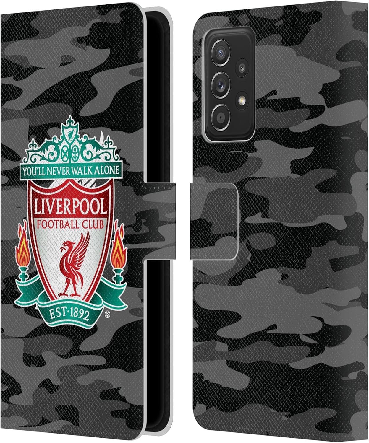 Head Case Designs Officially Licensed Liverpool Football Club Away Colourways Crest Camou Leather Wallet Case Compatible with Galaxy A52 / A52s / 5G (2021)