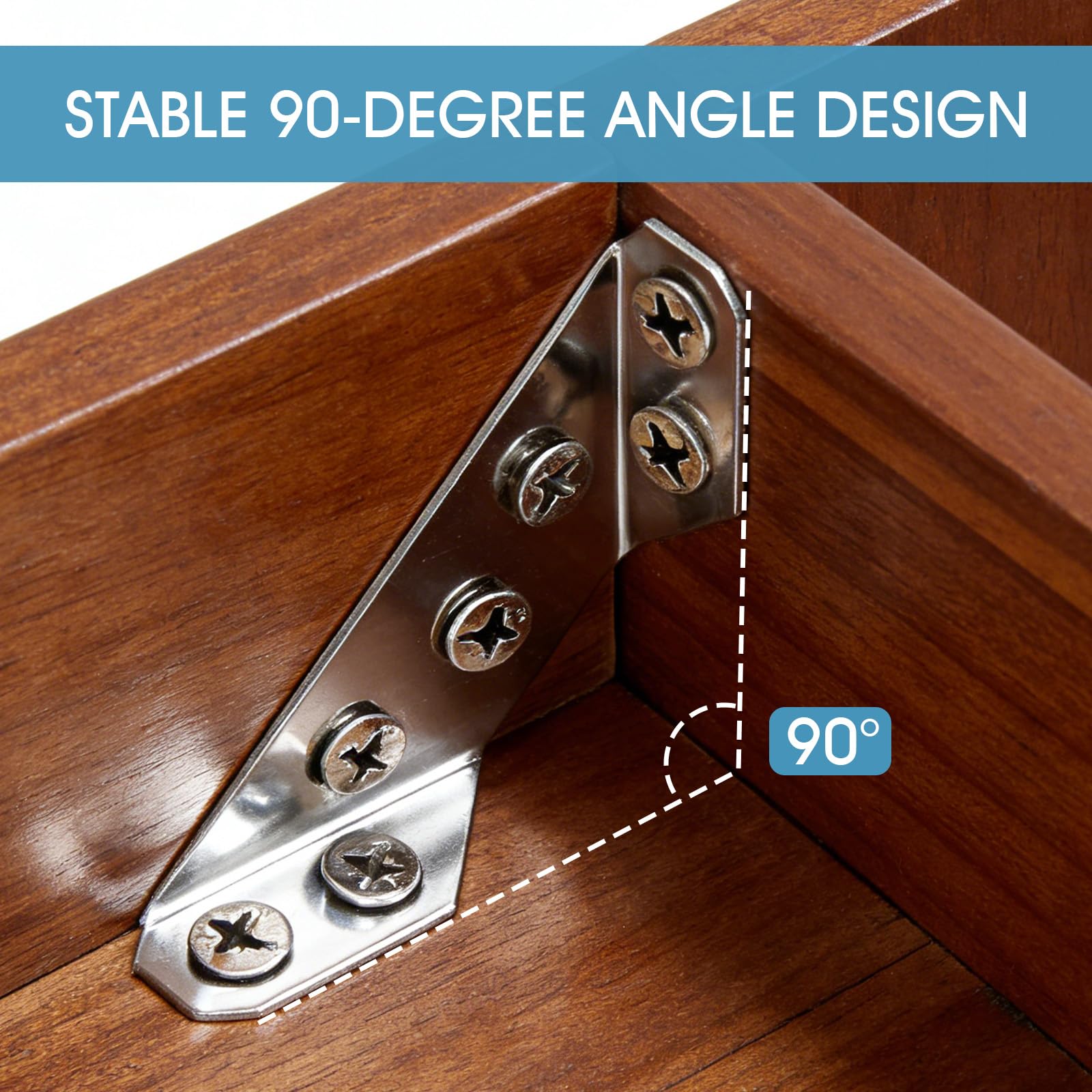 Confezione da 24 staffe angolari in acciaio inox di alta qualità per legno, resistenti per mobili, staffe angolari per armadi, tavoli, sedie, cassetti, staffe triangolari universali in metallo con 144