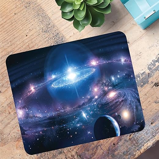 woopme® Universe Theme Printed Mouse Pad Compatible for Laptop Computer Desktop PC Girls Gaming Kids Non Slip Rubber Base L x H 24.00 x 20.00 CMS