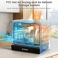 Vista 5 de BLITZHOME WiFi Countertop Portable Dishwasher, Smart 9 Programs, 167℉ High-Temp, 360° 3Spray, 24H Timing, Hot Air Drying, Air Refresh, Baby-Care
