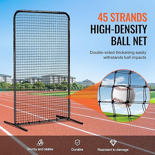 Miniatura 8 de VEVOR Batting Screen - Baseball & Softball Protector with Carry Bag & Ground Stakes, Pitching Net for Pitchers Protection