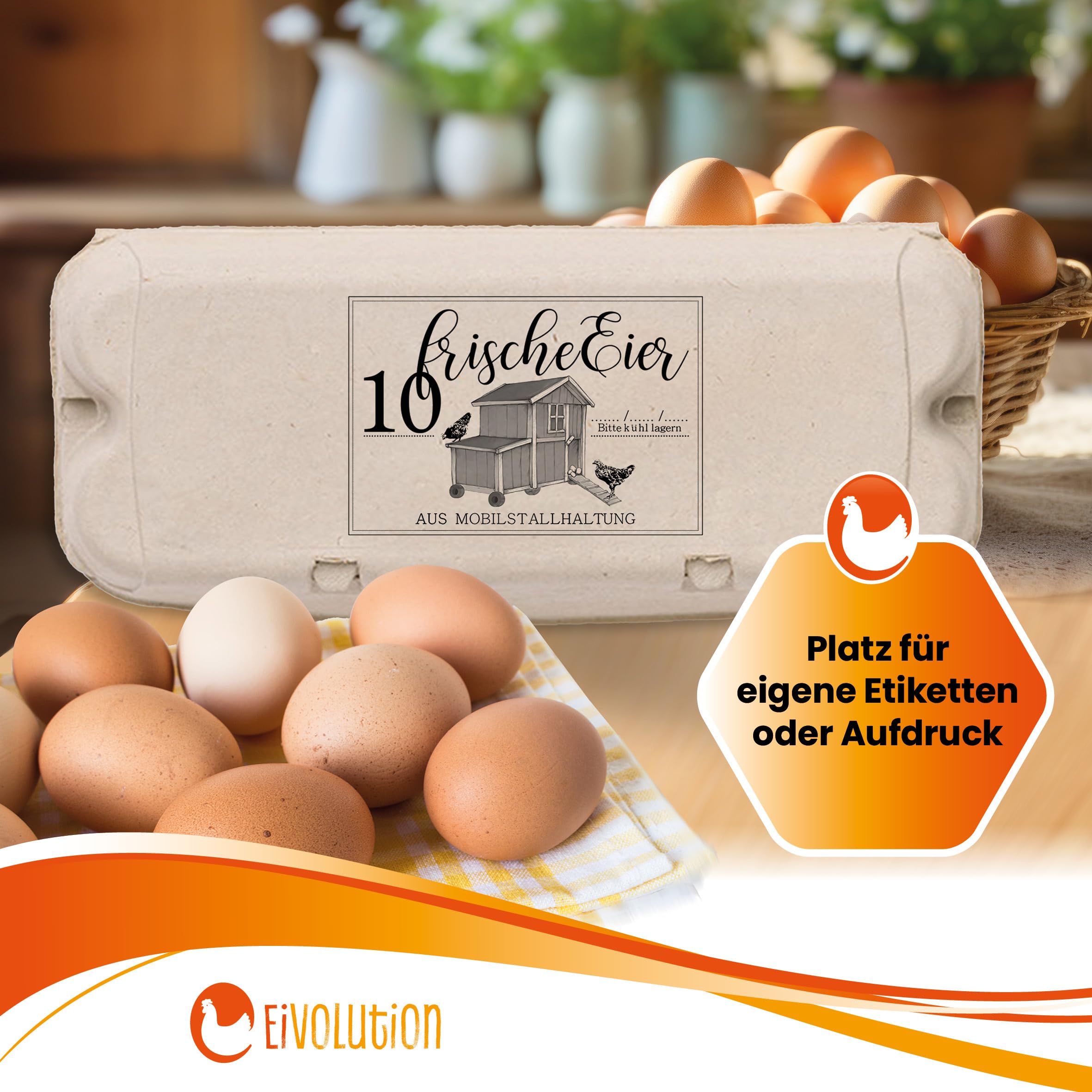 ComPac 10er Eierkarton für Hühnereier in den Größen S, M & L | Biologisch Abbaubar | Eierschachtel Made in Germany | Naturweiß | 65 Stück