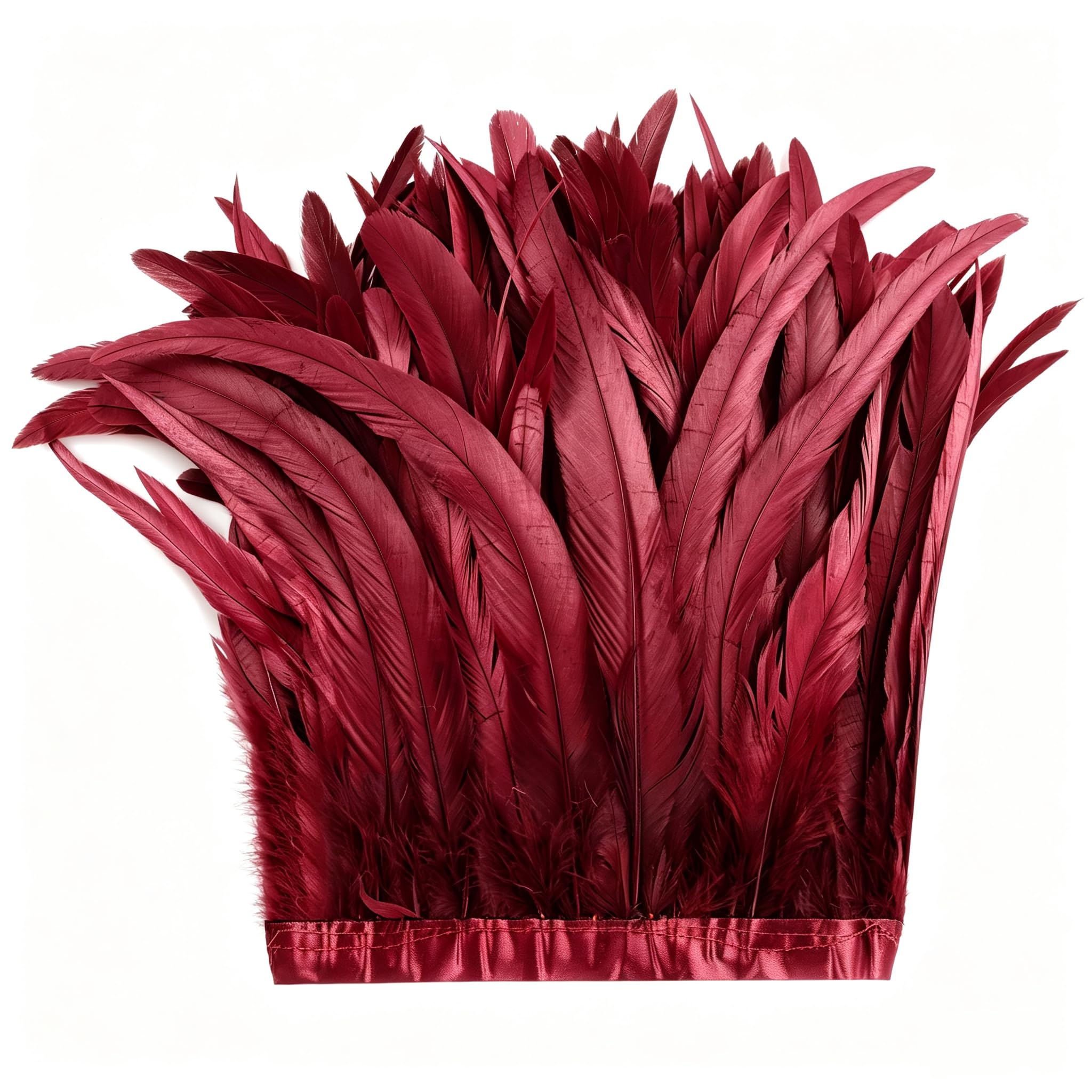 Holmgren Burgundy Feather Trim for DIY Sewing Crafts, 10-12inch 2 Yards
