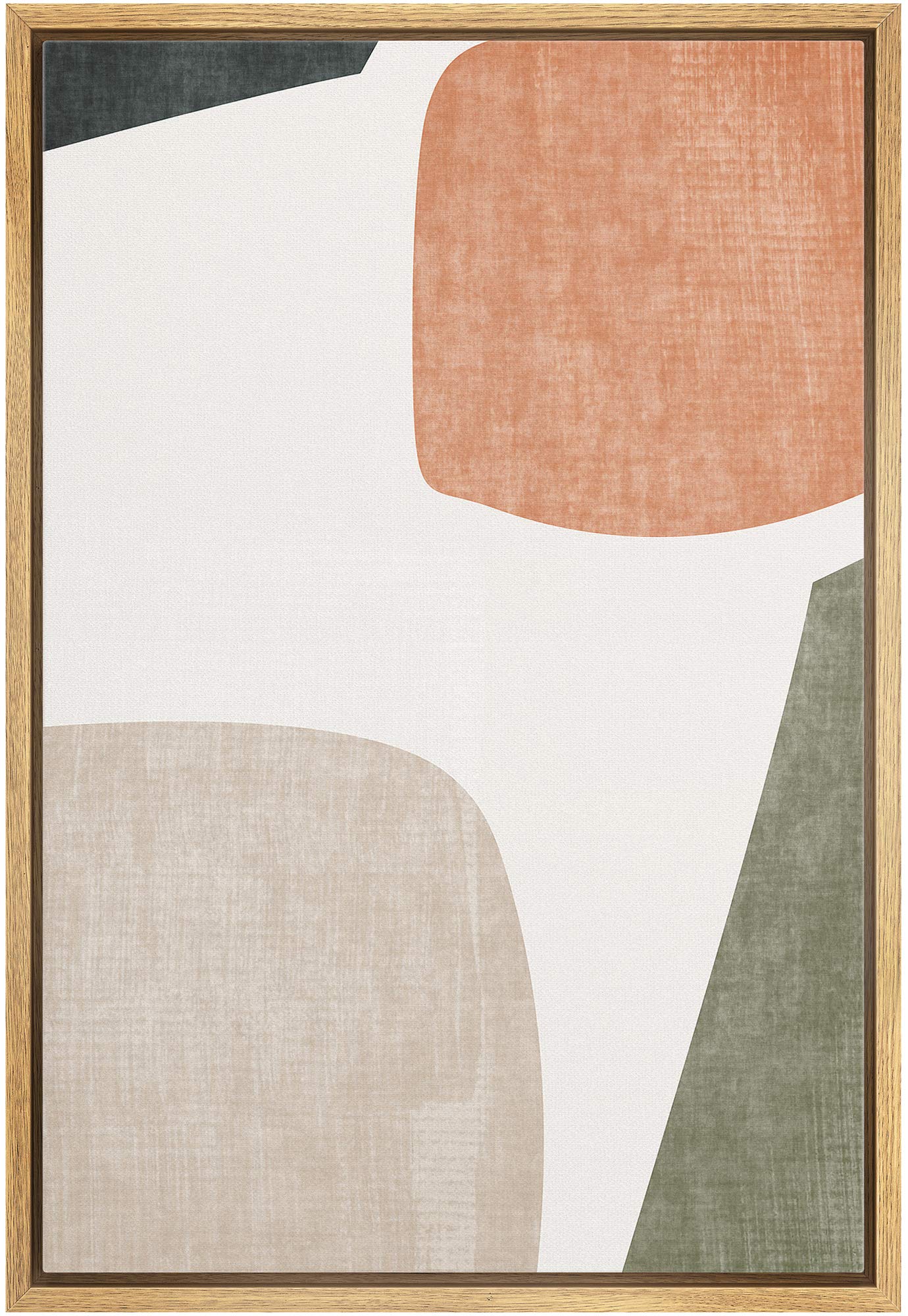 IDEA4WALL Framed Canvas Print Wall Art Multicolor Textured Transparent Green Color Blocks Geometric Shapes Illustrations Modern Art Chic Colorful for