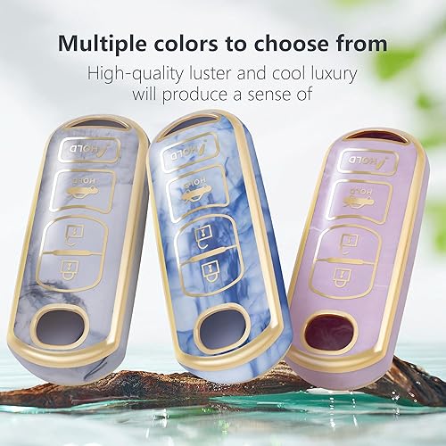 Miniatura 7 de Funda para llavero Mazda con llavero de doble diamante para Mazda 3 6 8 Miata MX-5 CX-3 CX-5 CX-5 CX-7 CX-9 4 botones llavero inteligente (Mazda a