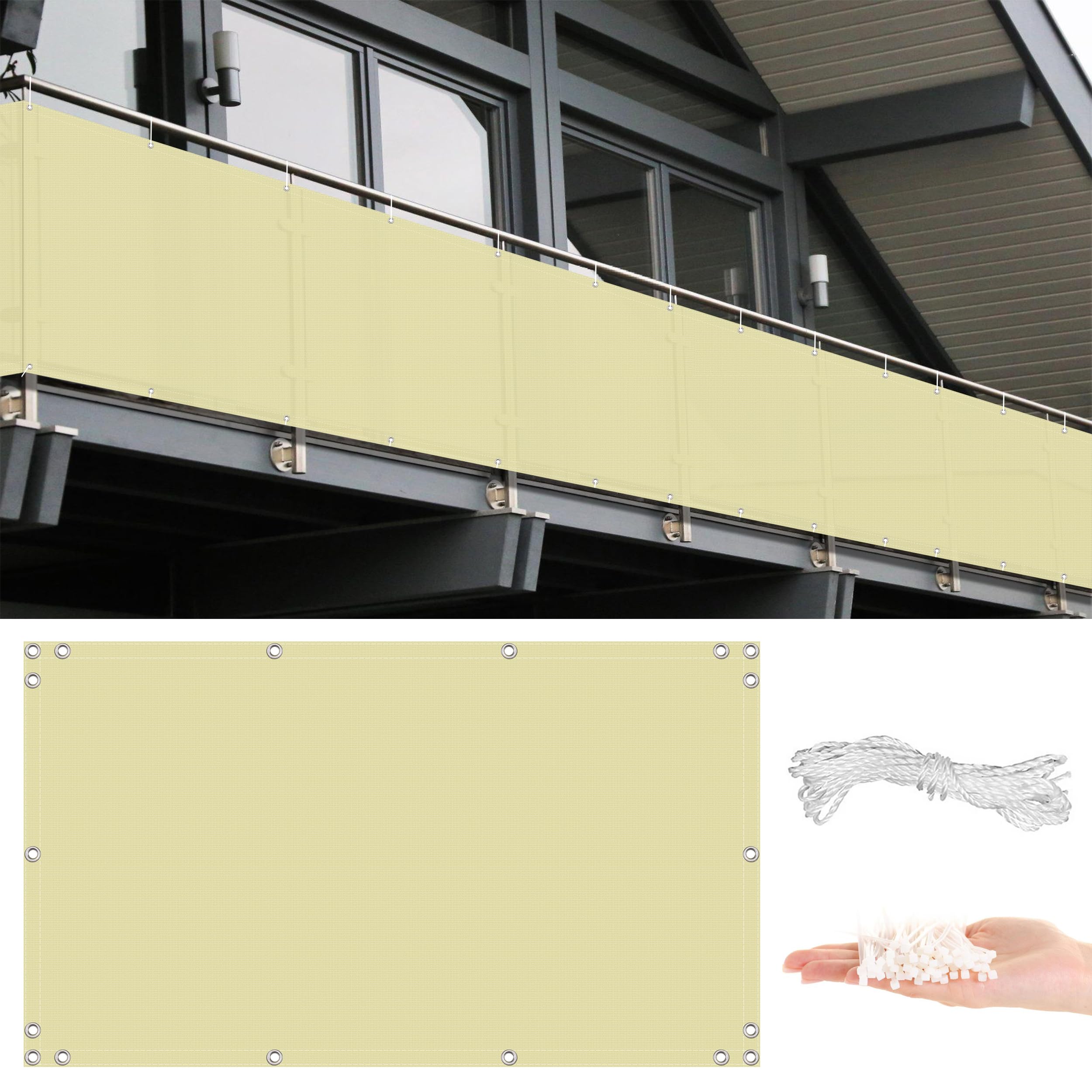 GJZQDKX Outdoor 85x900cm UV Resistant Tear Resistant Easy to Maintain Yellow Balcony Shade with Cable Ties Ideal for Garden Privacy Protection