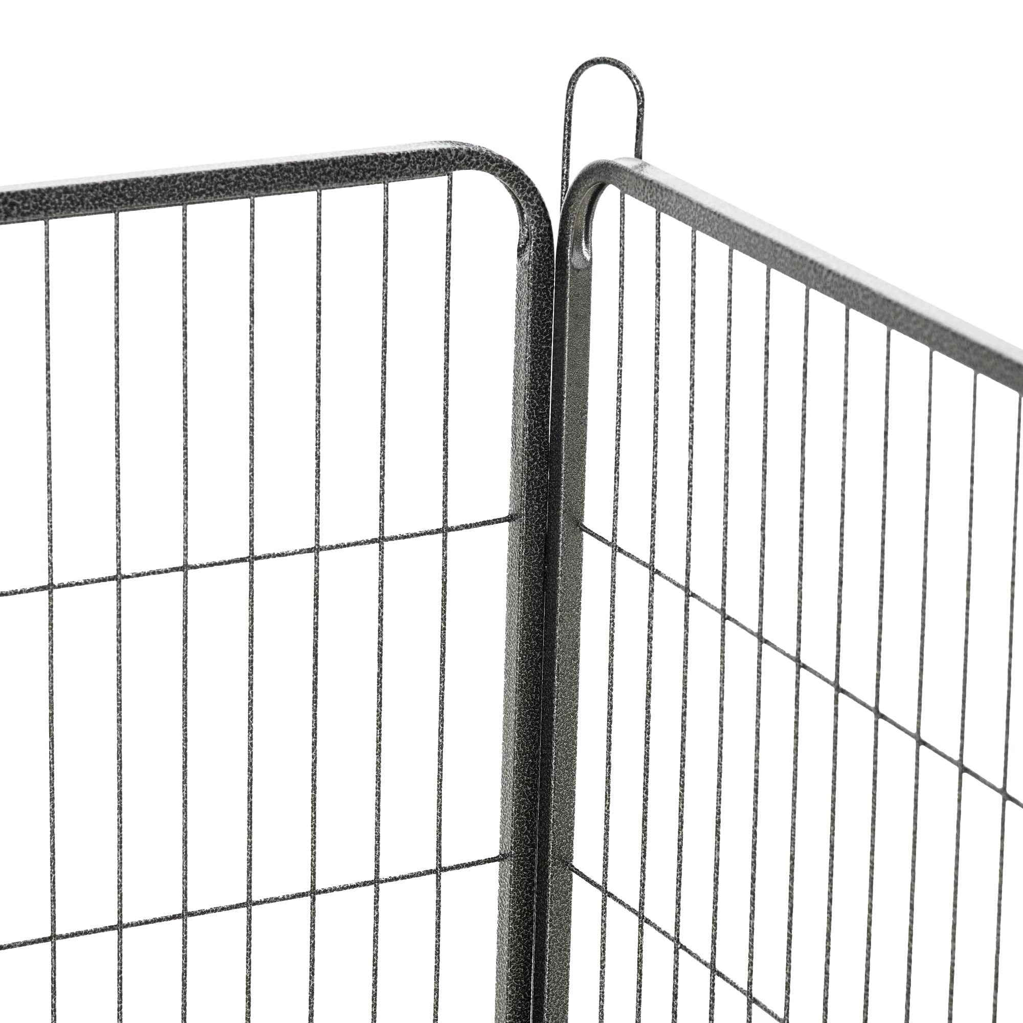 PawHut Welpenlaufstall, 16-teilig 60cm hoch Welpenauslauf faltbar mit abschließbarer Tür 16 Gitterplatten Stahl Hundelaufstall Freilaufgehege für kleine Hunde, für drinnen und draußen, Grau