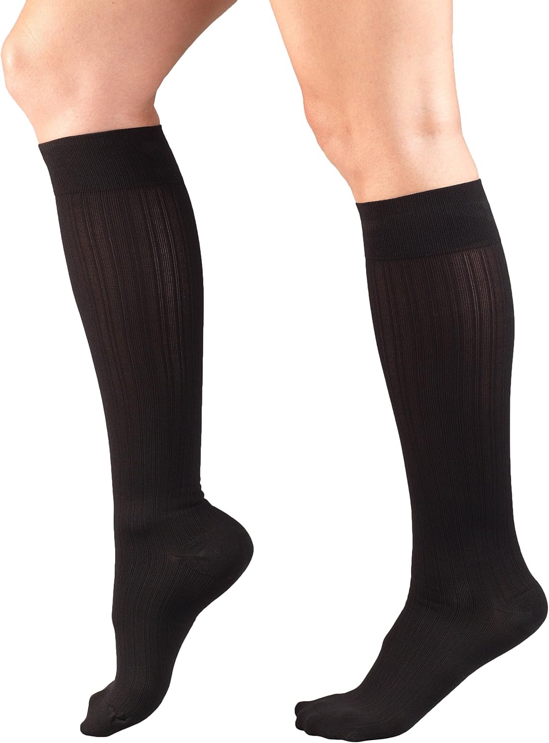 Truform Compression Socks, 15-20 mmHg, Knit Women's Dress Socks, Knee High Over Calf Length