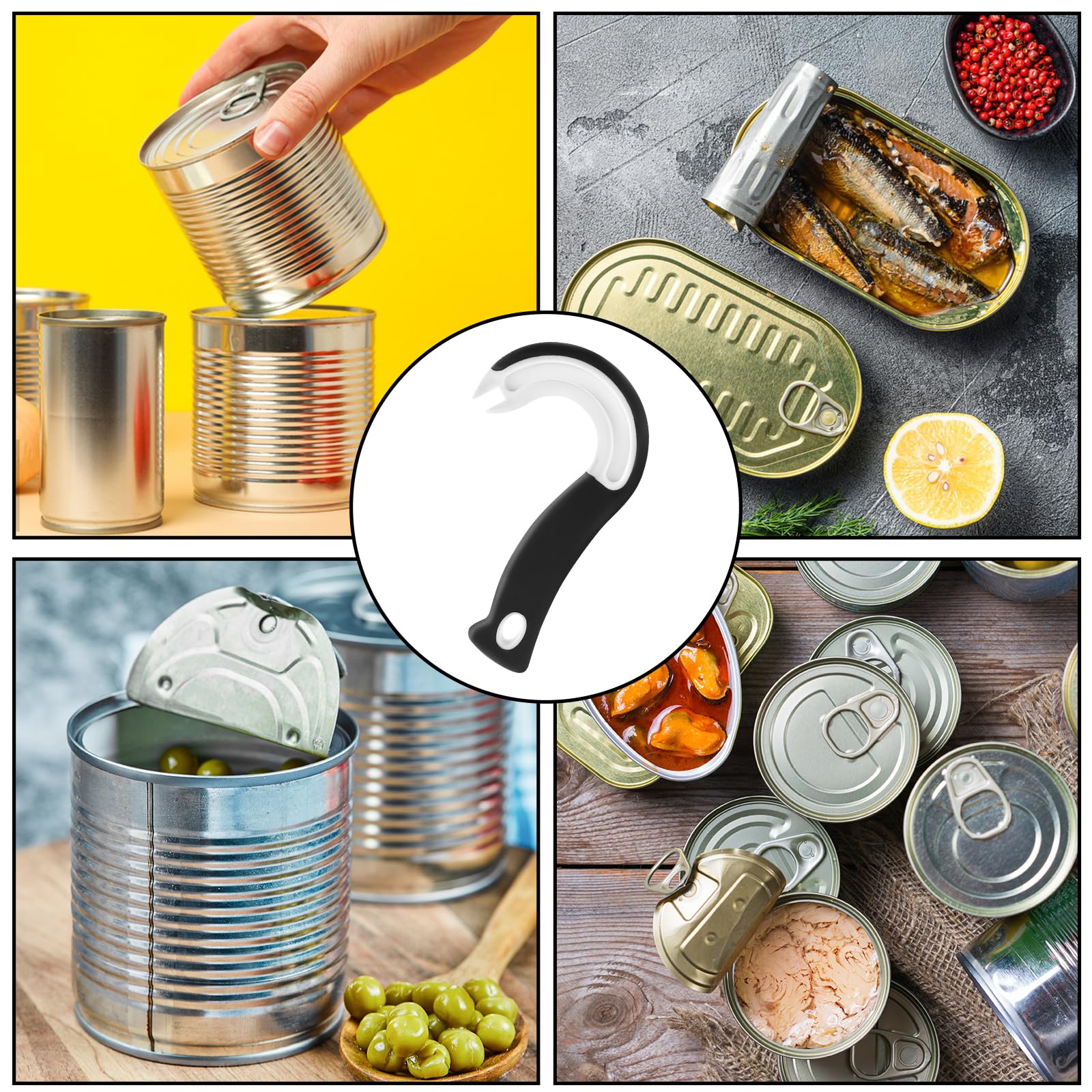 Abrelatas de anillo fácil de abrir, abridor de latas, abridor de latas, abridor de tarros para pestañas de soda, levantador de tapa, lata para artritis, manos en forma de J 3