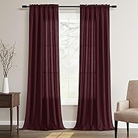 Vista 40 de Guken - Cortinas de lino negro de 108 pulgadas de largo para sala de estar, dormitorio, juego de 2 paneles, bolsillo para barra, cortinas