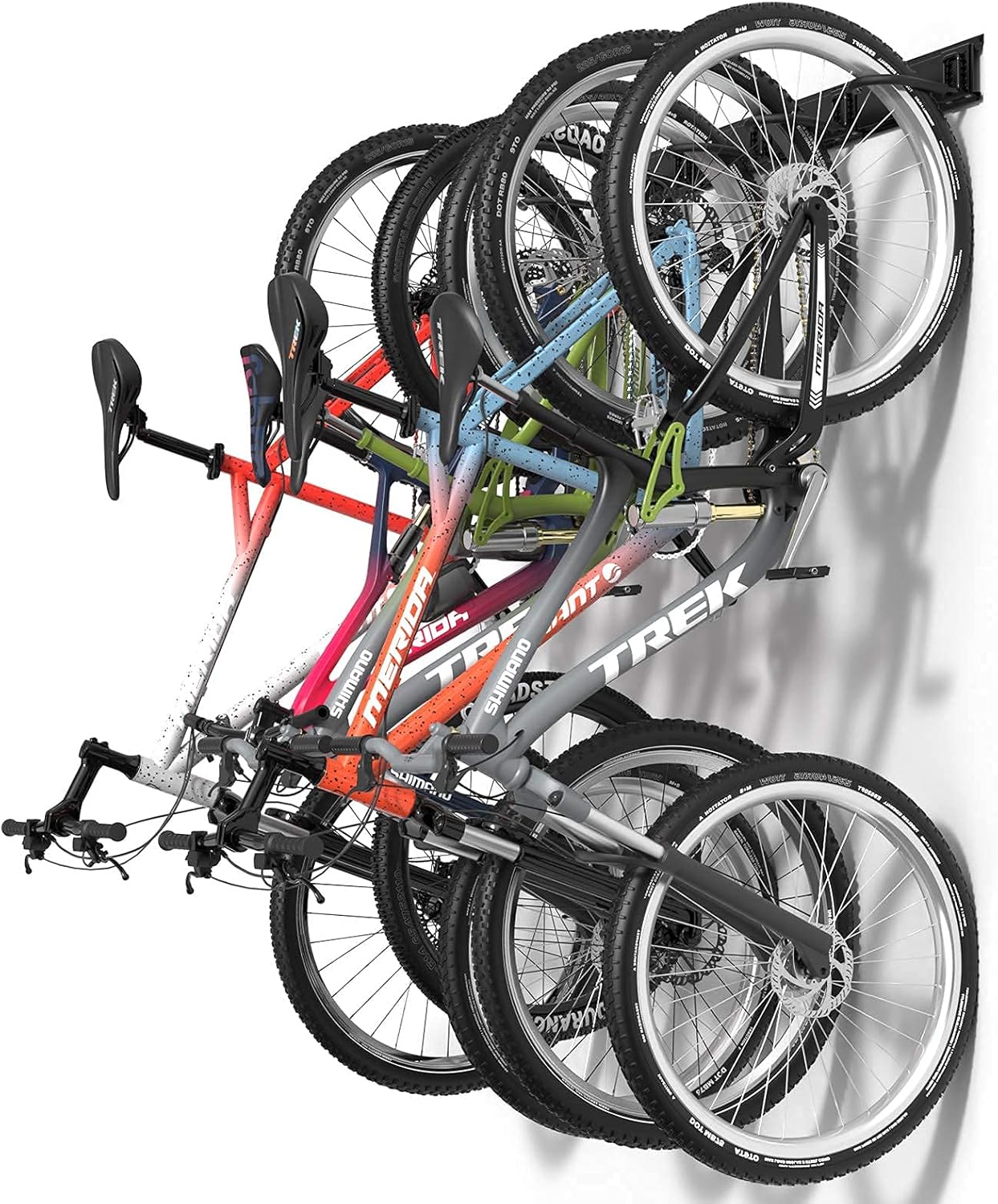 TORACK Bike Storage Rack, 5 Bike Hooks for Garage Wall Mount, Garage Bike Rack, Vertical Bicycles Hanger for Indoor Space-saving, Holds up to 300lbs - - 