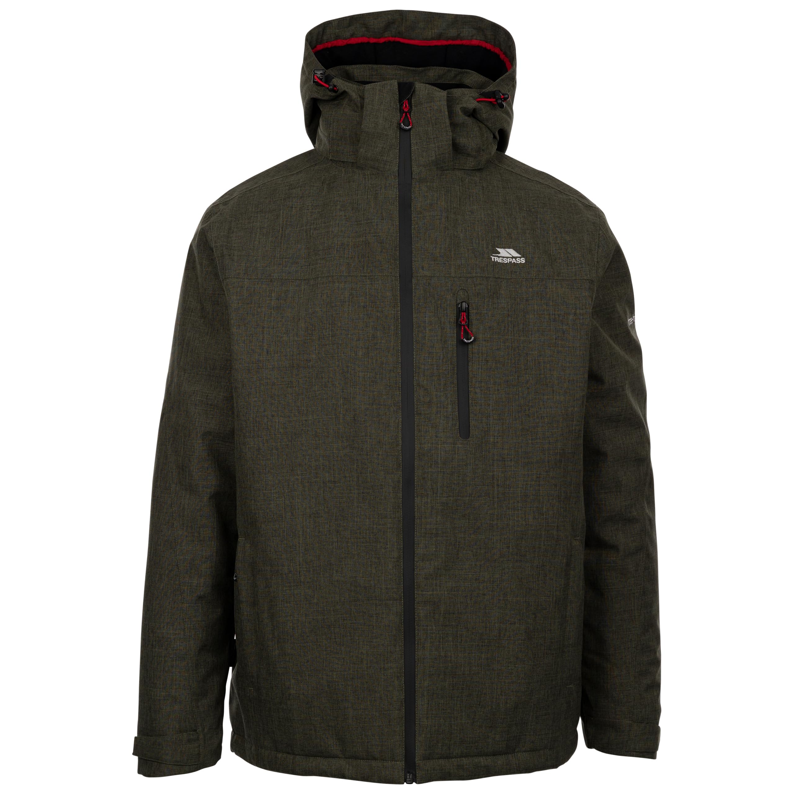 Trespass Mens Padded Waterproof Jacket Fyfinn - Men's Water Repellent Hooded Jacket, Padded Winter Coat For Travelling Walking, Everyday Outerwear Jacket with Pockets