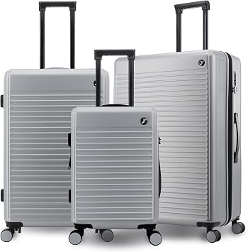 J World North 3-Piece Luggage Set w/Spinner Wheels. Expandable TSA Approved Rolling Hardside Suitcases, 22", 26", 30", Sage Grey