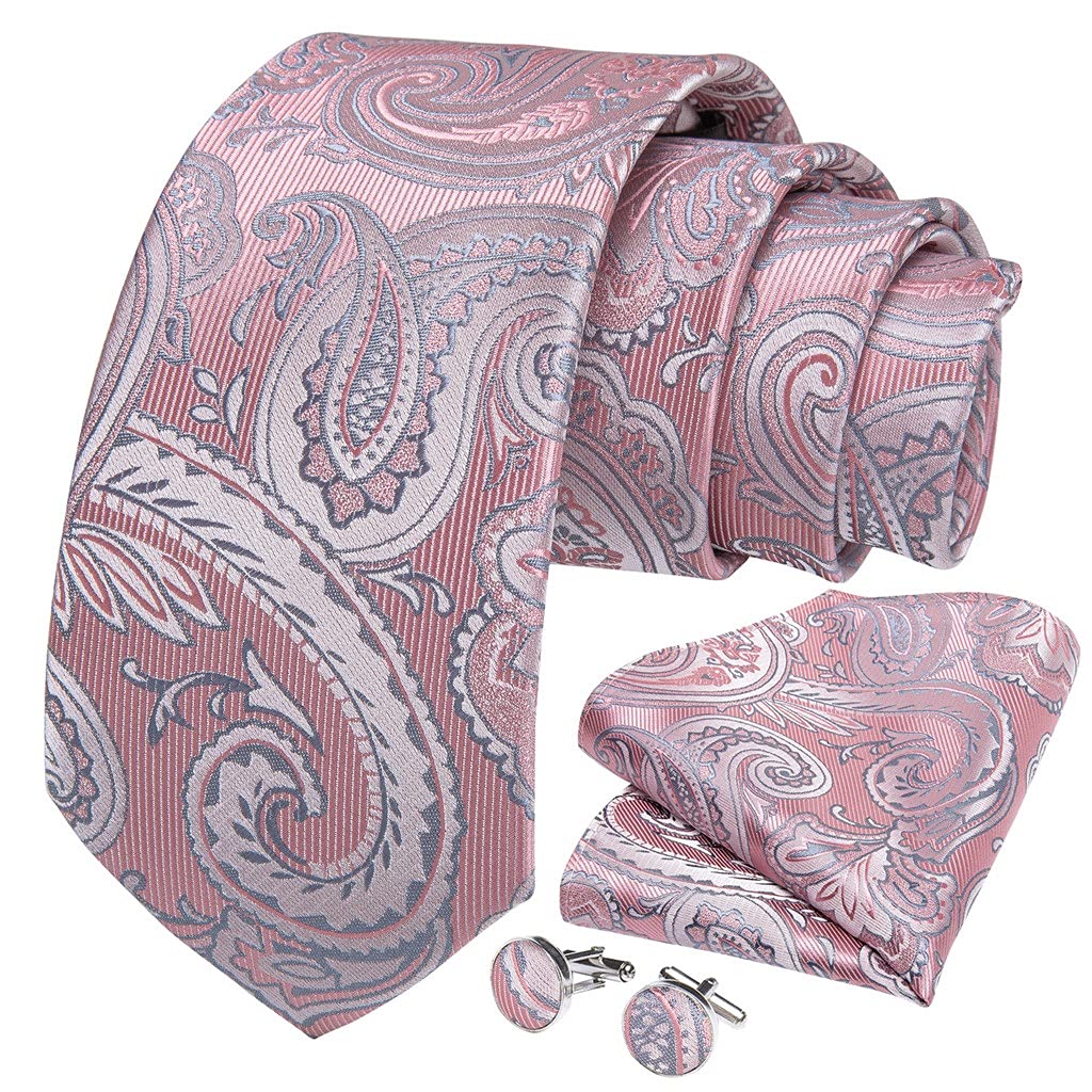 3er-Pack Herren-Krawatten-Set, Geschenkset für Männer, Blau, Grün, Rosa, Seide, Business-Hochzeits-Krawatte, Hanky-Manschettenknöpfe (Color : Blue Green Pink, Size : One Size)