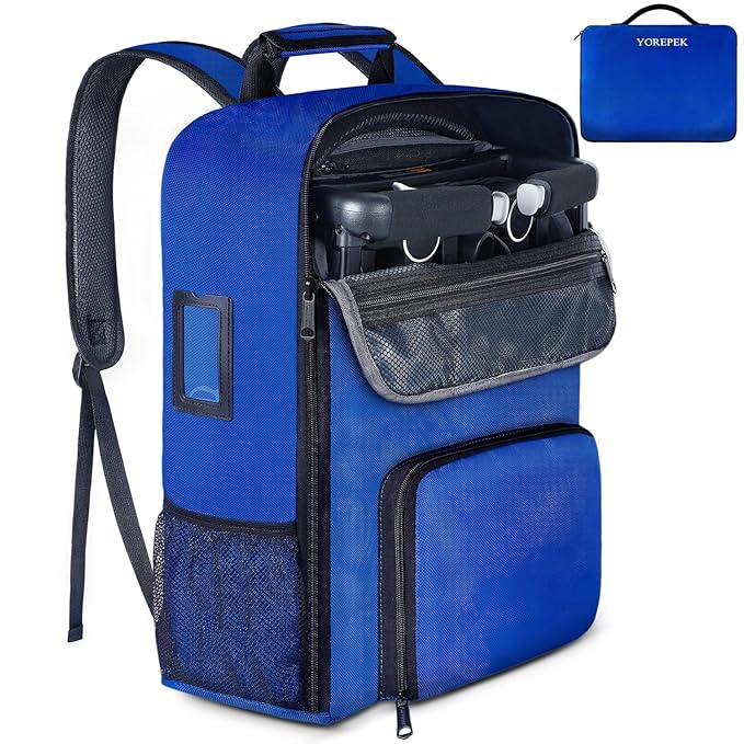 Stroller Travel Bag Compatible with GB Pockit and GB Pockit Air Plus All Terrain, Lightweight Stroller Backpack with Pockets for Baby Bottle, Toys, Accessories, Foldable Stroller Carry Handbag, Blue