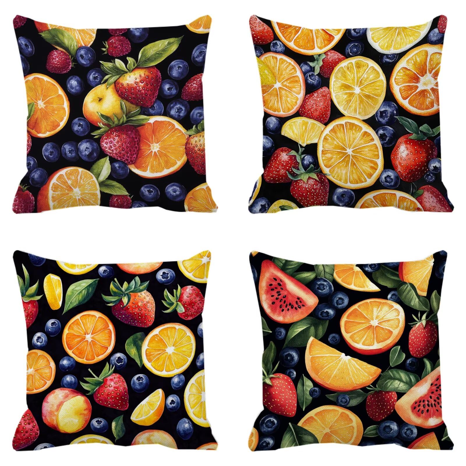 Cojines Sofa Fundas Cojines 50x50cm SúPer Suave Cojin Naranja quemado Fruta Juego de 4, Fundas Almohada Impermeable Exterior, Interior Y Exterior Cojin Decorativos, Para SalóN Regalos NavideñOs P-421