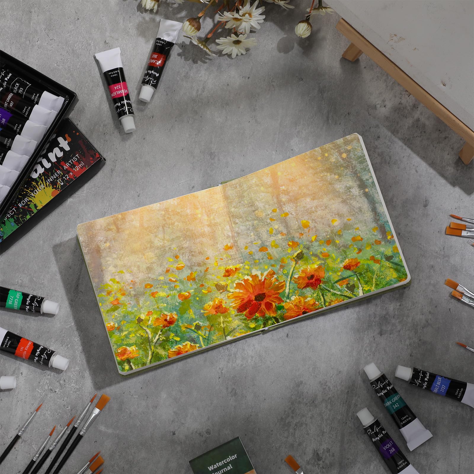 Dispowreath 5.5 x 5.5 in Watercolor Sketchbook Journal Square Watercolor Notebook Cold Press 140lb 300gsm Cotton Paper 48 Pages Journals Notebook Paper Pads(Christmas Green)