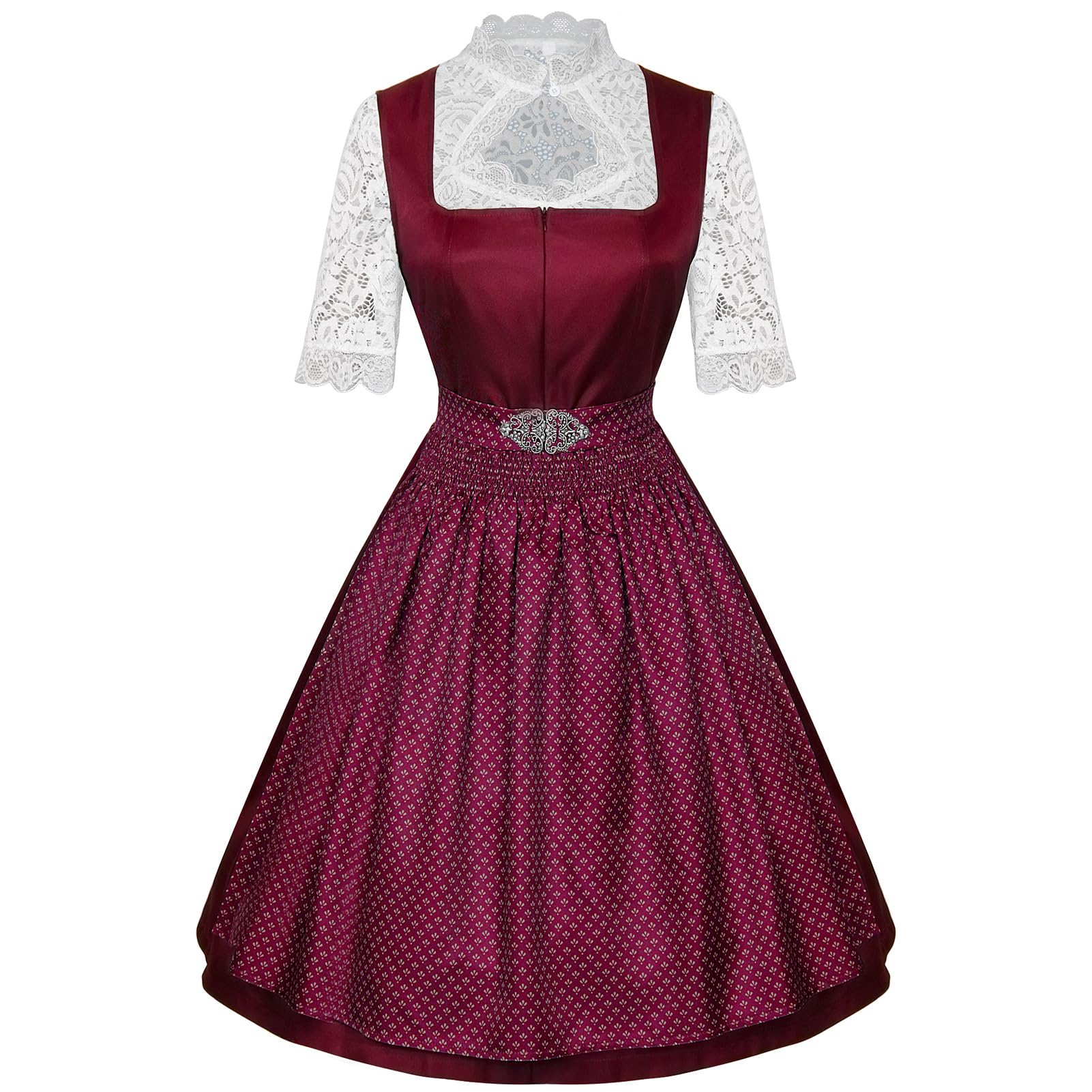 Dirndl Damen Elegante Trachtenkleid für Oktoberfest | Dirndl Damen Elegant Trachtenkleid inkl. Trachtenrock Dirndlbluse Dirndlschürze für Oktoberfest
