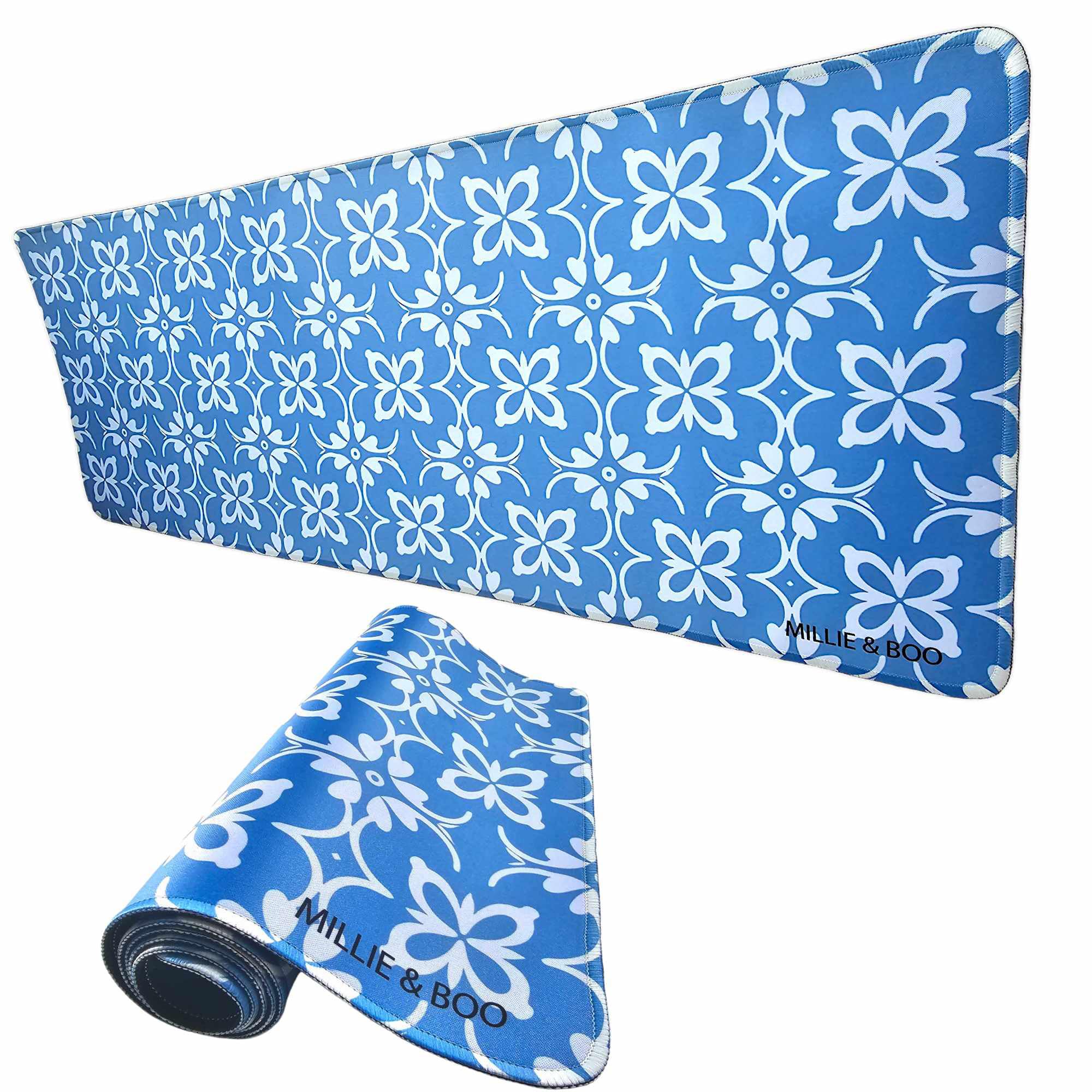 Millie & Boo Tropical Bird Printed Mouse Mat - 80cm X 30cm Non-Slip Easy Glide Mouse Pad Desk Organiser - 2mm Thickness, Ideal For Women Working From Home