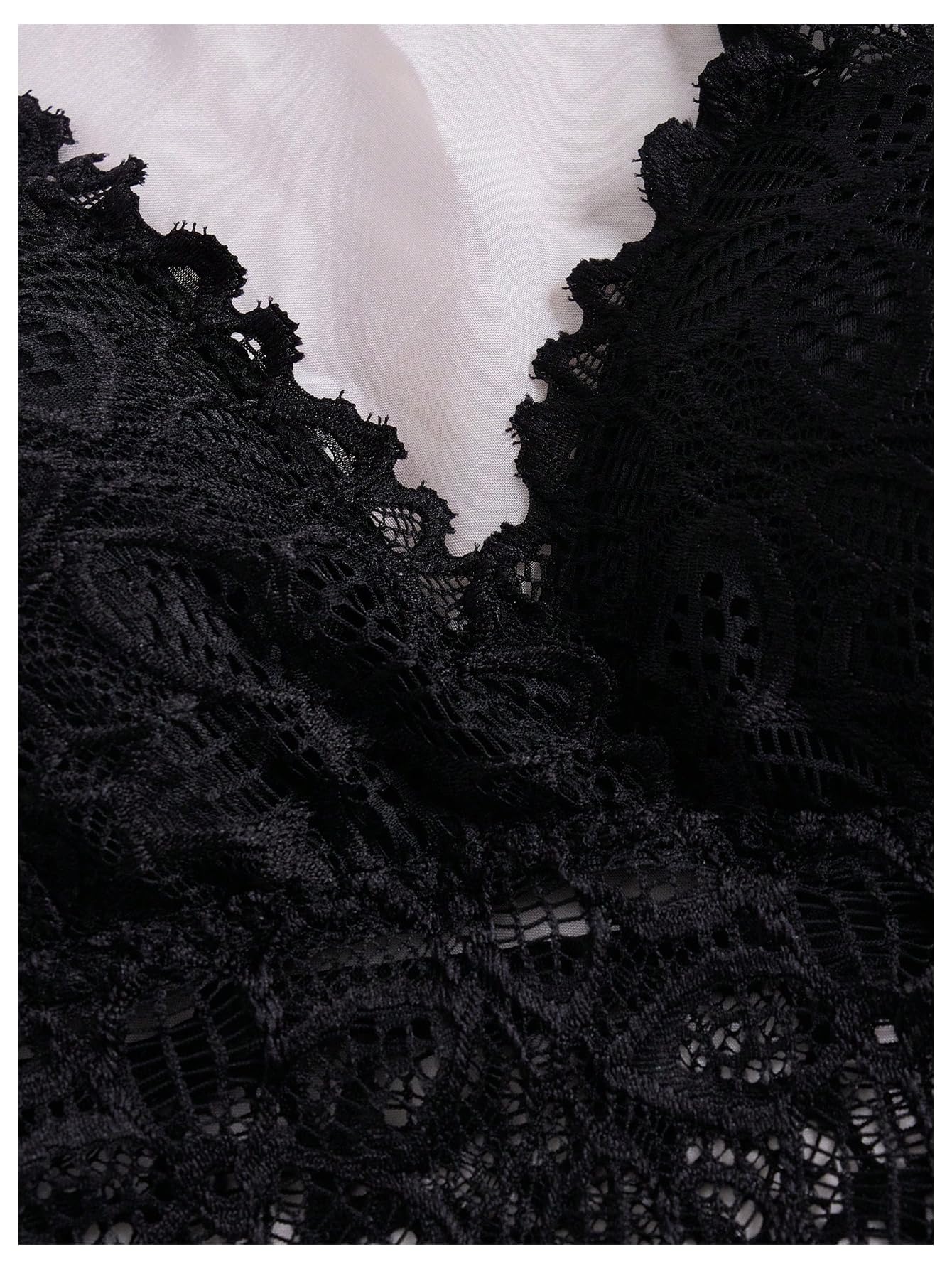 Verdusa Women's Lingerie Sets 6 Piece Lace Bow Floral Underwear Bras Wireless Padded Bra and Panty Set: Medium White Grey Black