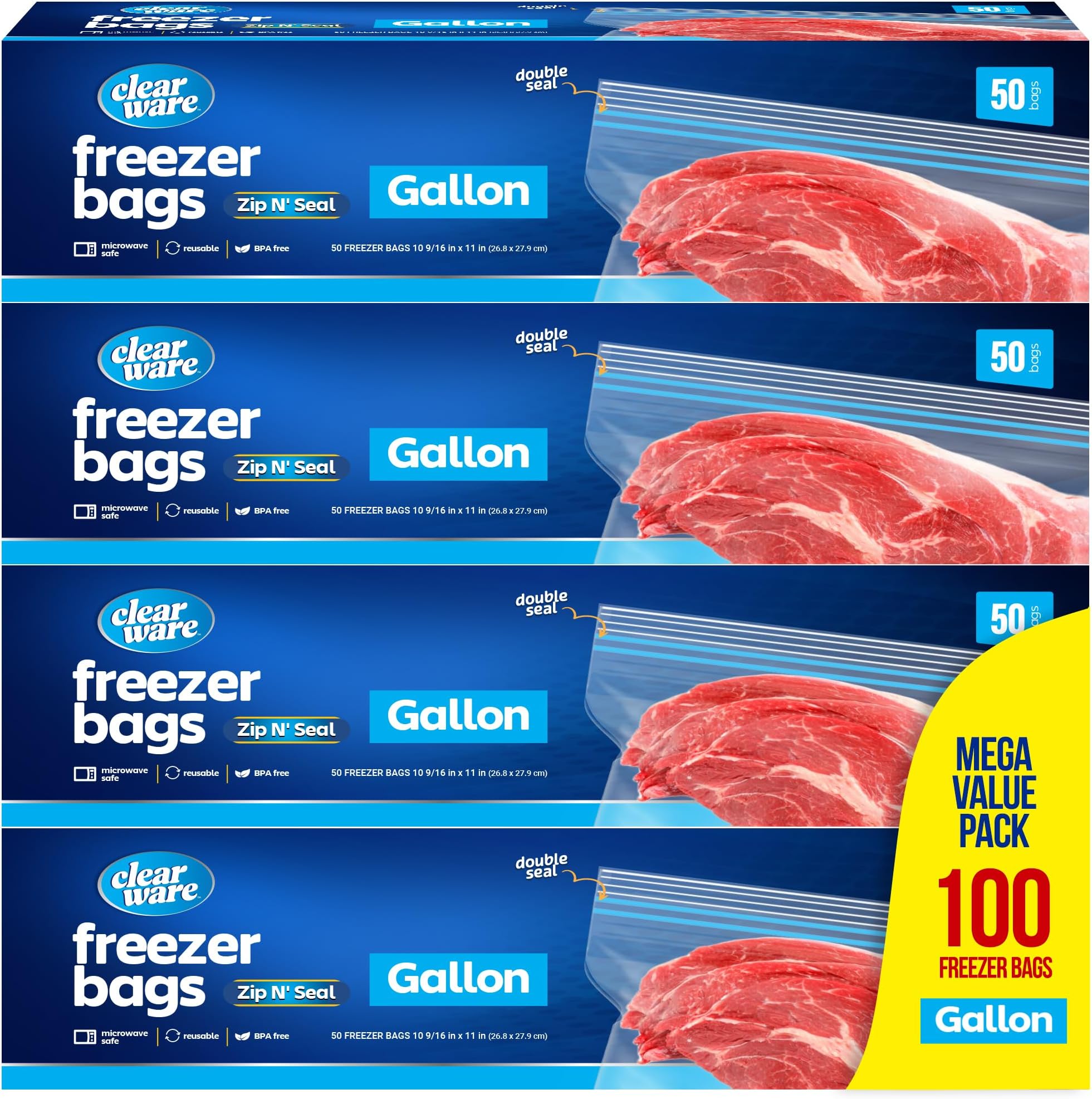 Amazon.com: Ziploc Professional Freezer Bags, For Food Organization and ...
