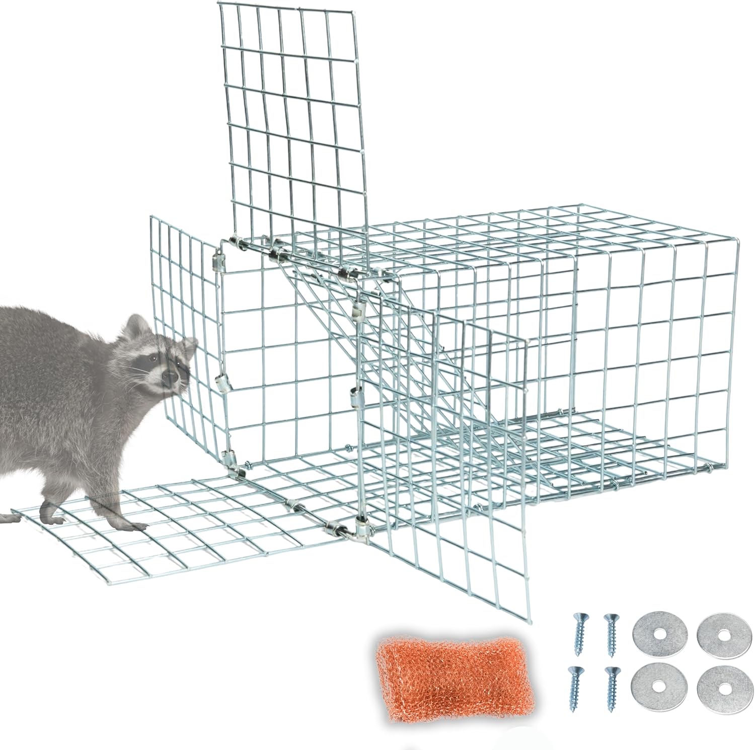 Animal One Way Exit Door - 6" Excluder Device for Raccoon, Squirrel, Skunk Trapped in Attic, Chimney, Under Deck – Eviction System with Installation Kit - Wildlife Pest Control Humane Animal Removal