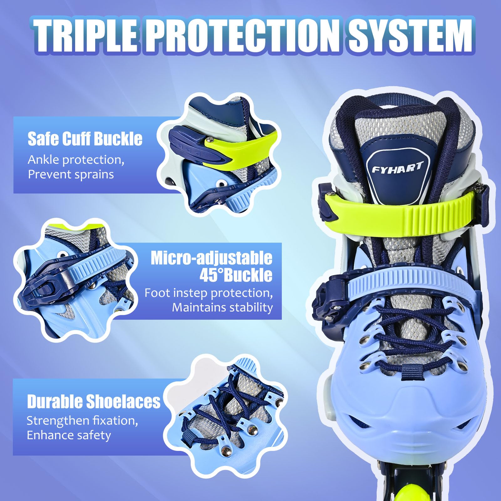 Réglables Patins à roulettes en Ligne pour garçons et Filles, Patins à roulettes à 4 Roues pour Enfants et Adolescents avec Roues Lumineuses pour Les Sport, Bleu Vert