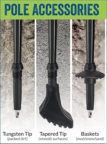 Miniatura 5 de York Nordic - Bastones de senderismo oficiales nórdicos clásicos, ligeros, ajustables y plegables, 2 piezas con cierres abatibles, pies desmontables