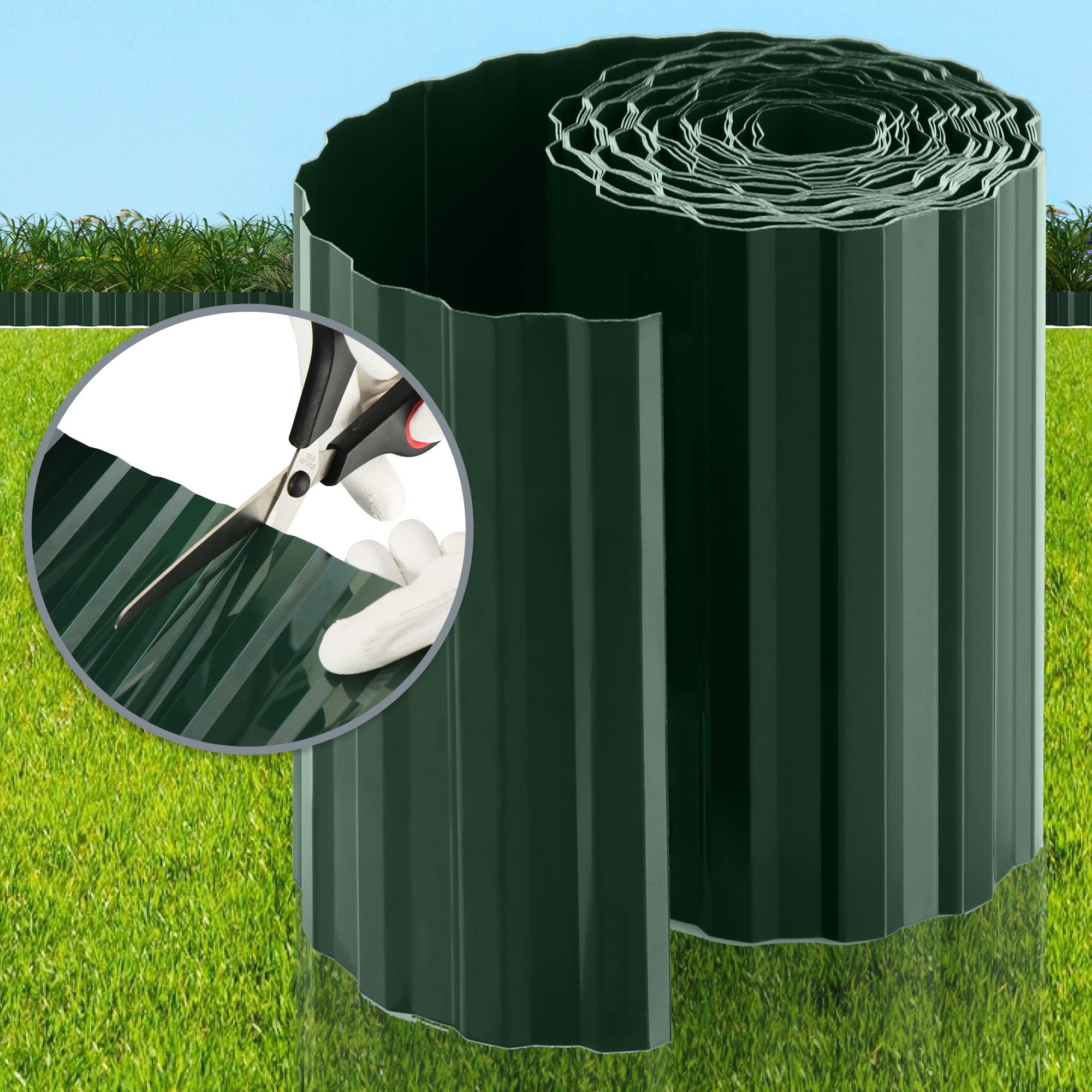 COM-FOUR® 2X Borde de césped 20 x 900 cm de plástico - Borde de Parterre Flexible para césped, Parterre de Flores o como Borde de Corte - Acabado de césped, Longitud Ajustable Individualmente