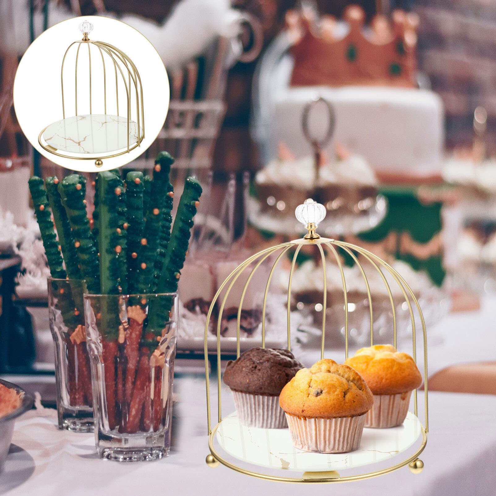 Alipis Soporte Decorativo Para Cupcakes Forma De Jaula De Pájaro Elegante Estante Para Tartas y Postres Para Bodas y Fiestas Diseño Presentación De Dulces