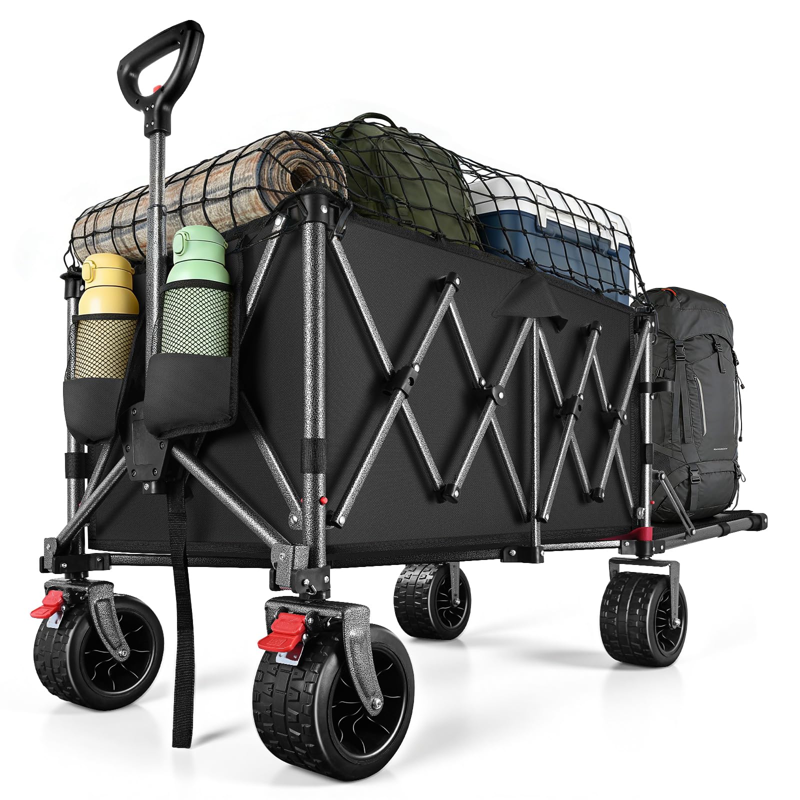 YEAUPE PRO Carro Plegable Todo Terreno – Frenos Dobles, Ruedas Anchas, Estructura Reforzada, Mango Ajustable – Ideal para Playa y Camping – 150‑240L, Negro — view 13