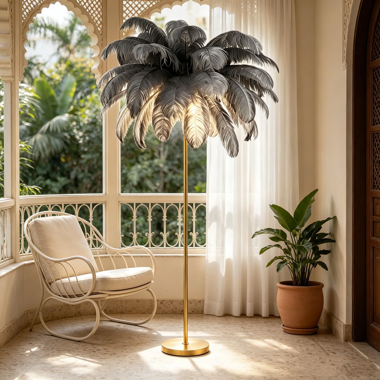 LCNDKF Decorative Tall Feather Floor Lamp