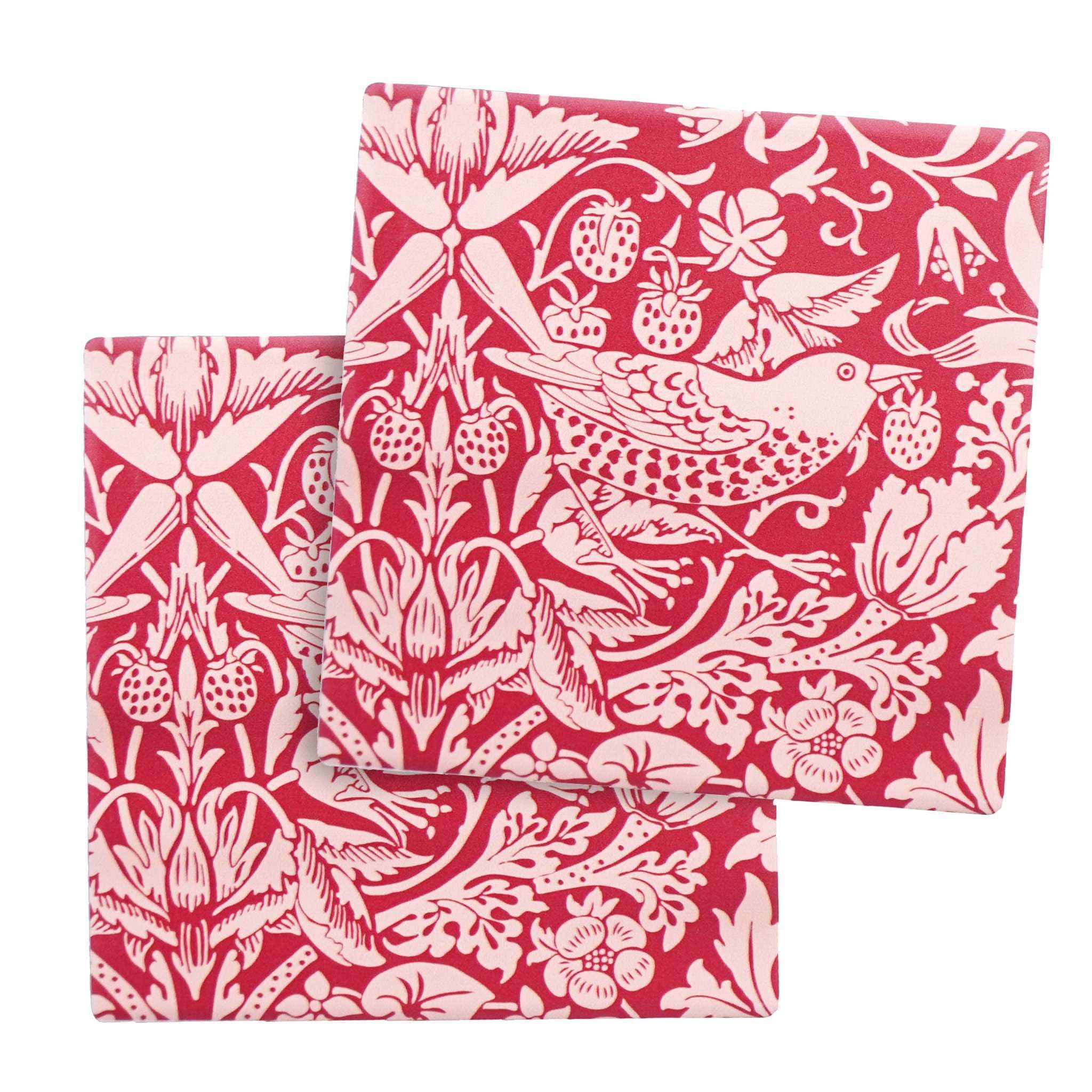 Half Moon Bay Ltd William Morris Raspberry Set Of 2 Ceramic Coasters