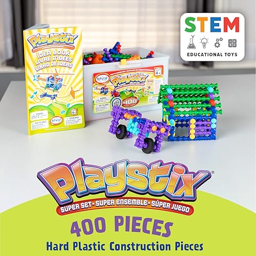 Miniatura 2 de Popular PLAYTHINGS Playstix - Juego de bloques de construcción de juguete de construcción de 400 piezas STEM (90004)