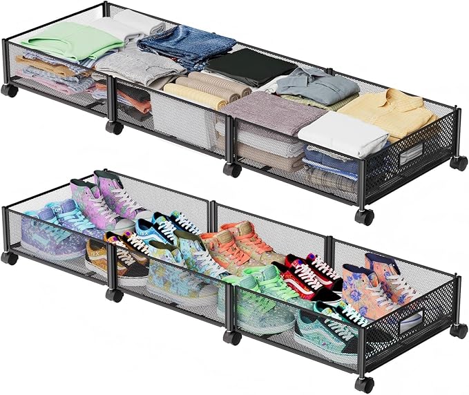2-Pack Under Bed Storage with Wheels 47.2" x 15/7"
