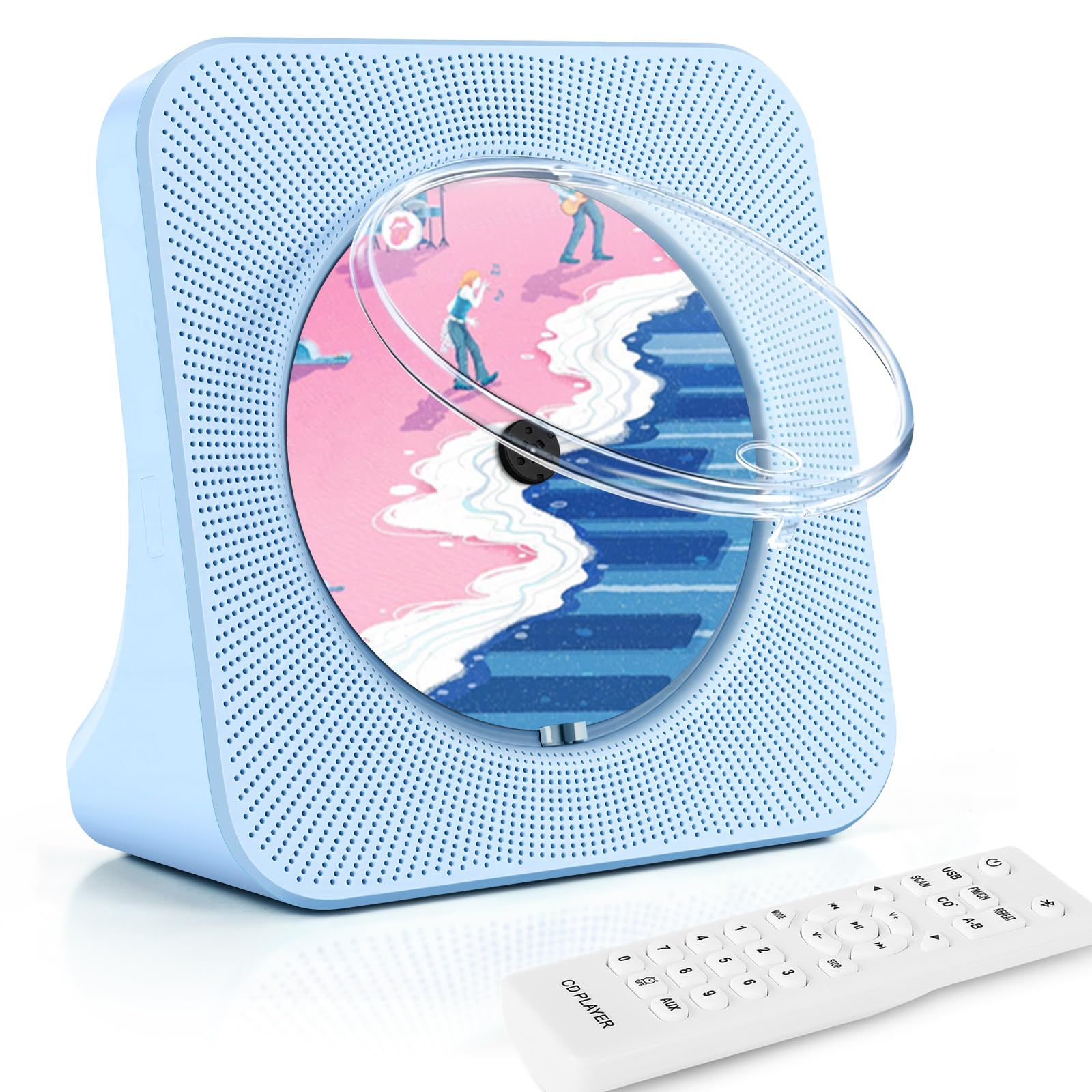 Desktop CD Player with Bluetooth, Hi-Fi Stereo Sound, Remote Control, Supports CD/Bluetooth/FM Radio/USB/AUX/Timer/Repeat-image-31