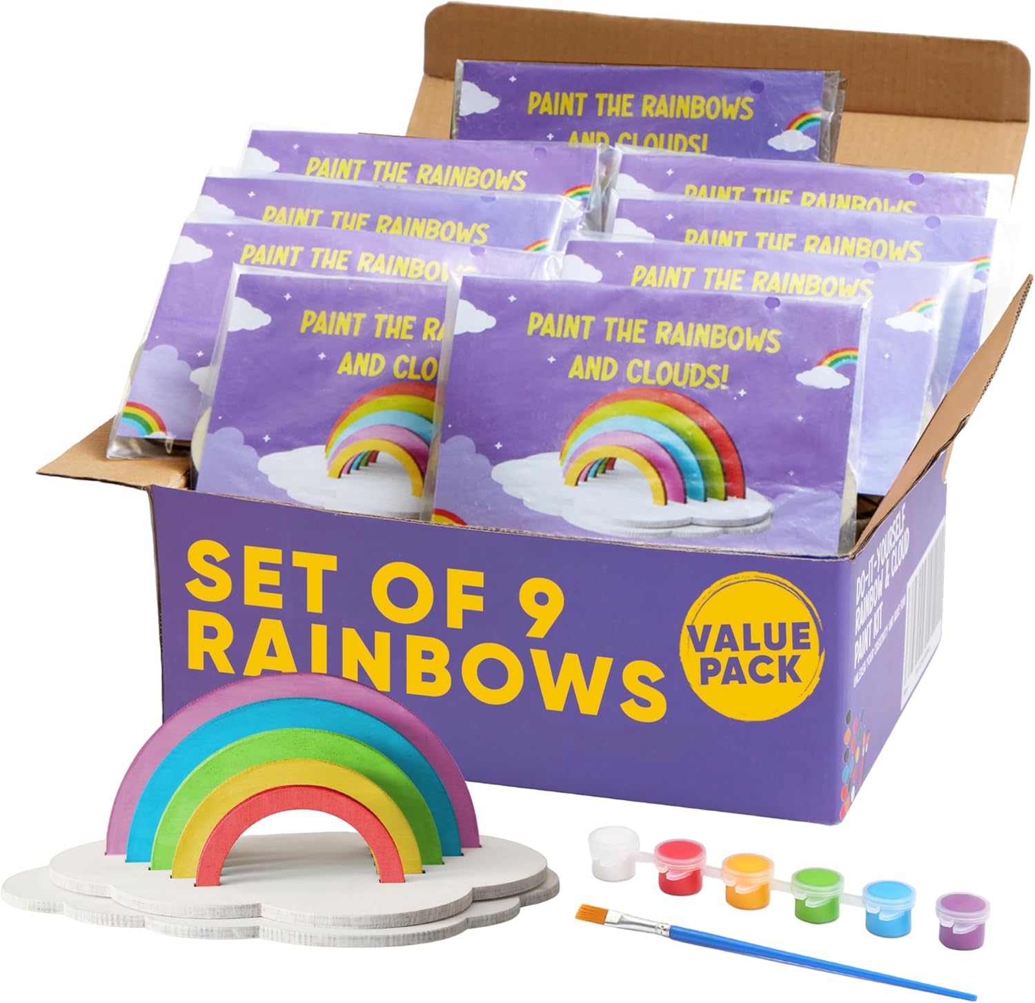 Set of 9 DIY Rainbow Craft Painting Set - Easter Gift Craft for Kids 6-8, 8-12 Years Old - Fun Craft Kit - Kids Party Favors