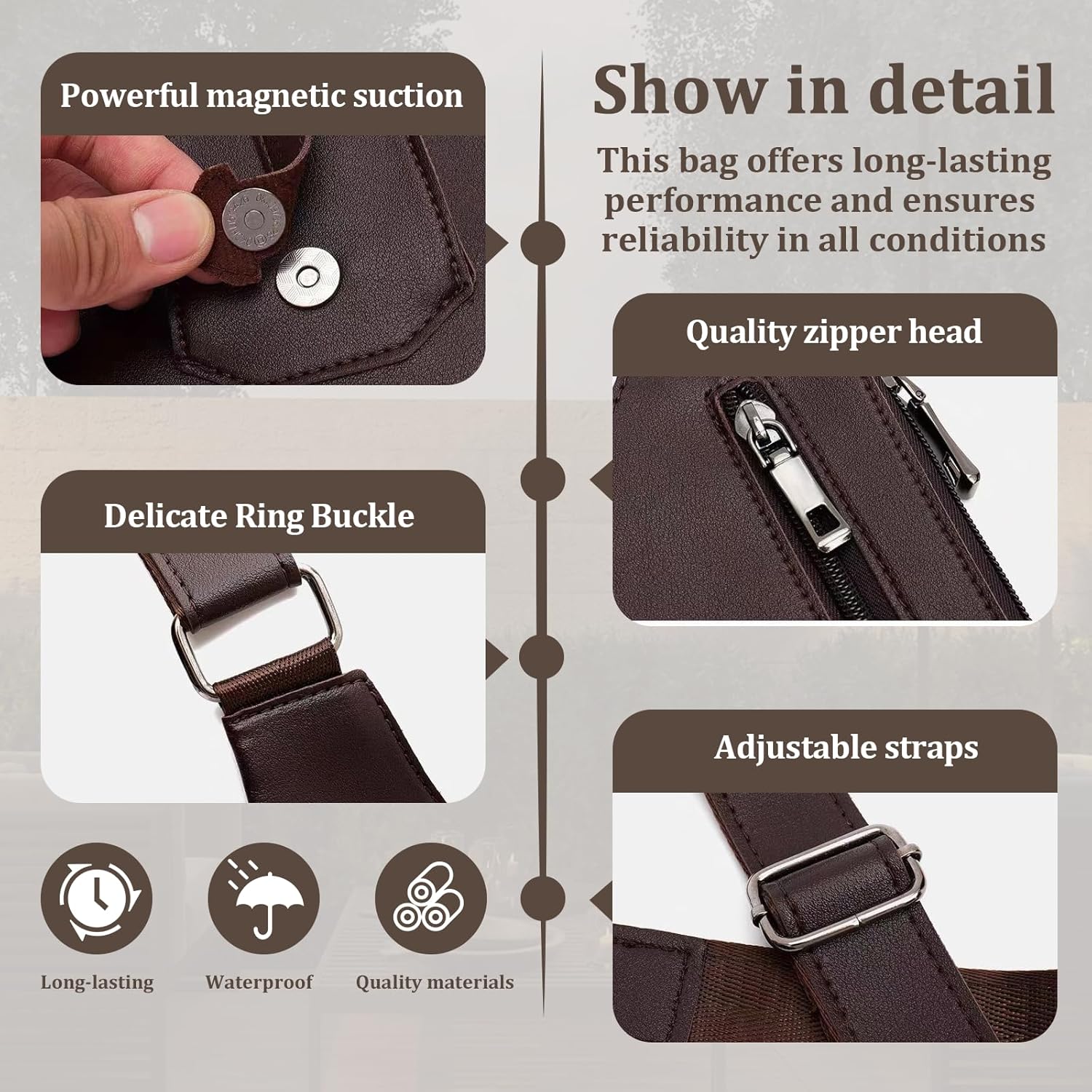 Double Shoulder Armpit Bag for Men, Anti-theft Bag with Double Shoulder Straps, Anti Theft Harness for Men Leather, Anti-theft Harness Wallet (Brown)