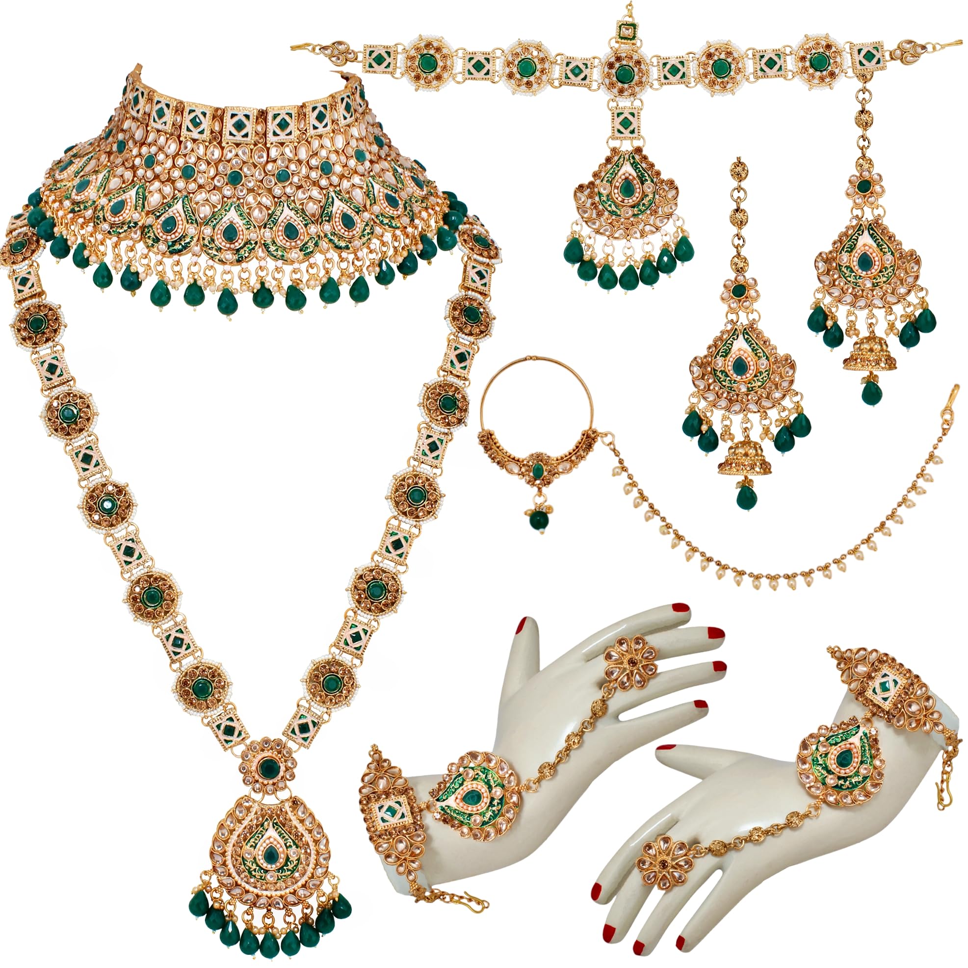 Lucky JewelleryBridal Dulhan Alloy Gold Plated Jewellery Set for Girls & Women