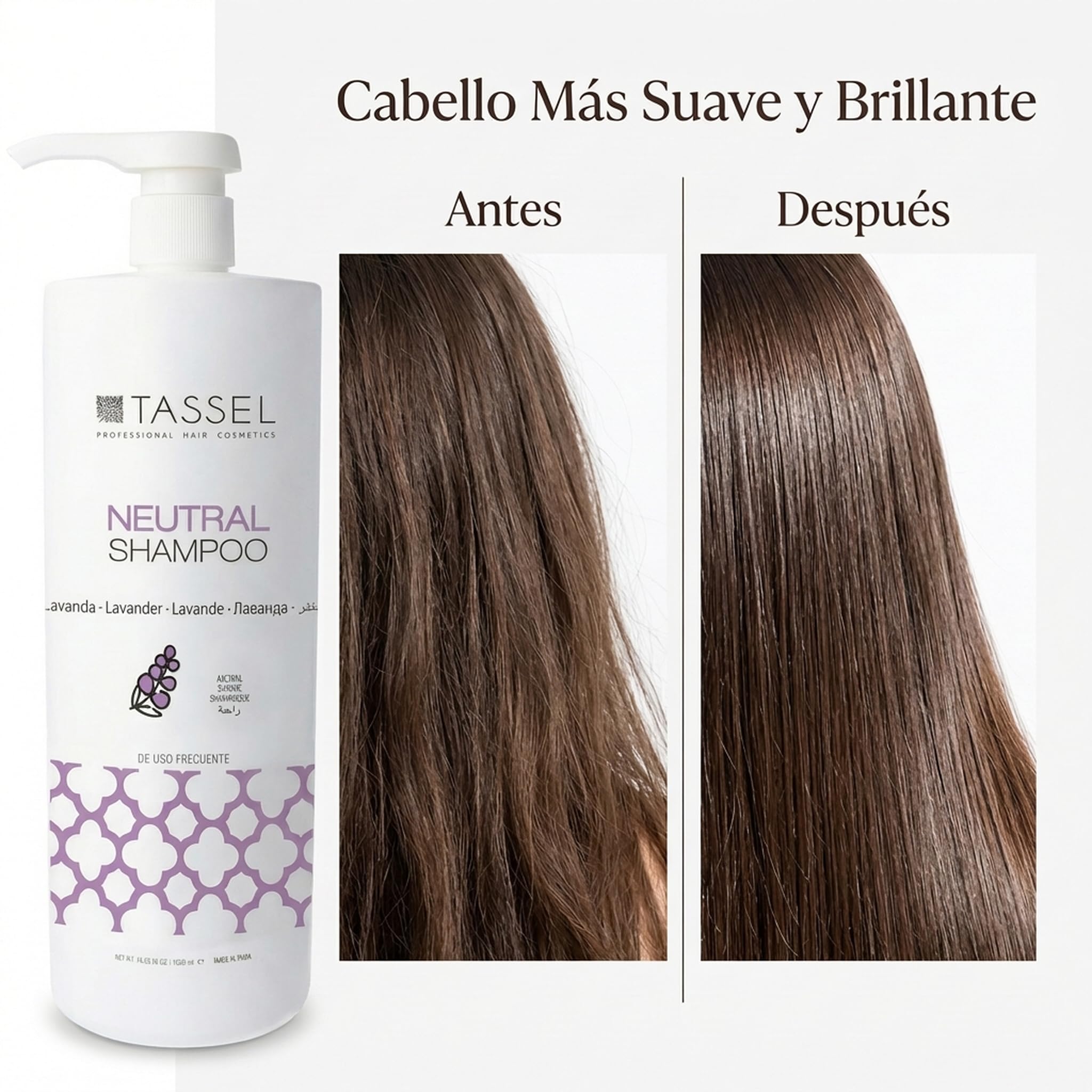 Champú Profesional Neutro Lavanda 1L x6 – Champú Profesional Peluquería para Todo Tipo de Cabello – Limpieza Suave Uso Diario y Equilibrado – Champú Formato Ahorro Grande Familiar (Pack de 6)